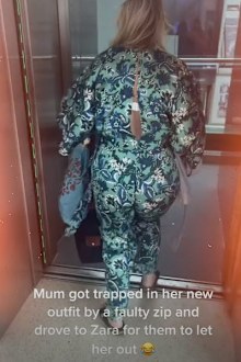 Woman stuck in jumpsuit at Zara