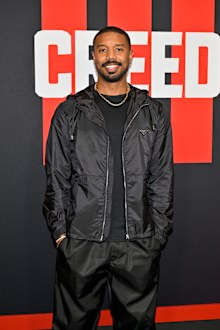 Michael B. Jordan attends  the Creed III Atlanta Fan Screening at Regal Atlantic Station on February 23, 2023 in Atlanta, Georgia. 