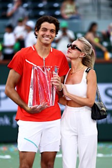 Taylor Fritz and Morgan Riddle after he won the ATP Indian Wells Masters.