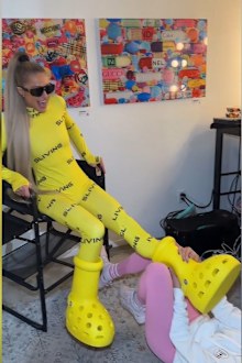 Paris Hilton MSCHF Big Yellow Boots