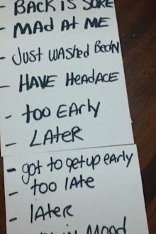 The husband shares the list during a TikTok video.