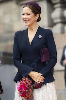 COPENHAGEN, DENMARK - OCTOBER 7: Queen Mary of Denmark attends the Parliament Opening at Christiansborg Palace on October 7, 2025 in Copenhagen, Denmark. (Photo by Martin Sylvest Andersen/Getty Images)