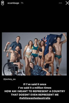 Liz Cambage has taken exception to a photo that she says doesn't represent the true make-up of Australia.