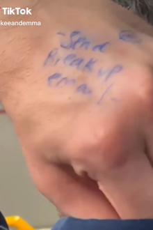 man break up note written on hand