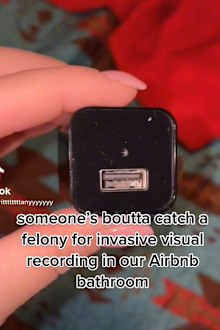 Airbnb secret camera in bathroom device