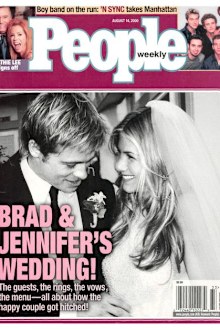 Brad Pitt and Jennifer Aniston on their wedding day in 2000.