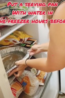 Place water in freezer cut fruit