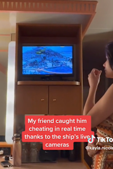 cruise ship worker discovers boyfriend cheating on CCTV footage