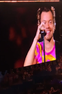 Harry Styles jokes he 'popped to Venice to spit on Chris Pine' at New York concert.