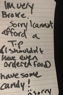 DoorDash worker customer note no tip