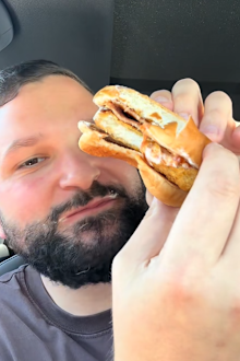 Ange Eats tries the unofficial Maccas Parmi burger 