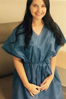 Rebecca Moffat one hour before her double mastectomy