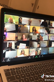 Uni students celebrate teacher in sweet gesture via Zoom