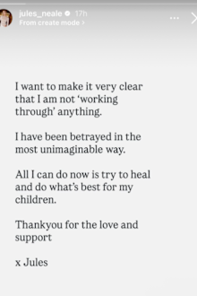 Jules Neale shares statement