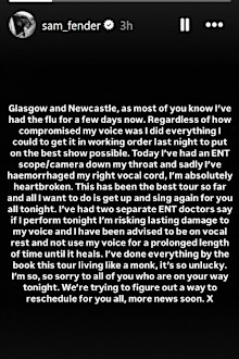 Sam Fender cancels concerts over health concerns