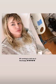 Miley Cyrus, hospital, tonsillitis, selfies, Instagram