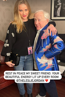 Reese Witherspoon pays tribute to Leslie Jordan.