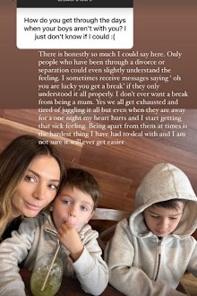 Nadia Bartel Instagram story about co-parenting. 