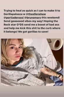 Miley Cyrus, hospital, tonsillitis, selfies, Instagram