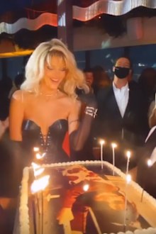 Kendal Jenner, 25th birthday party, Halloween party, channels Pamela Anderson, Barb Wire