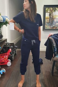 Van models one of their early scrub designs.