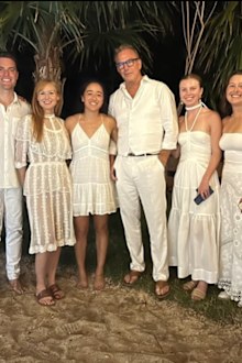 Jewel and Kevin Costner on a trip in Necker Island