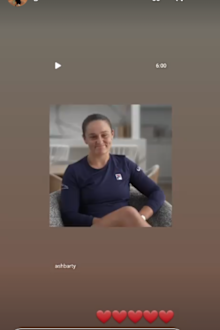 Ash Barty's fiance Garry Kissick reshares her bombshell retirement video with a couple of lovehearts.