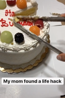 Cake cutting tongs hack on TikTok