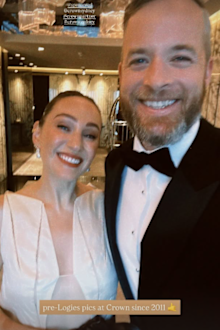 Hamish Blake and Zoe Foster Blake en route to the 2025 Logies