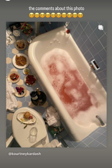 Kourtney Kardashian responds to fans' criticism of her 'nasty' bath photo.