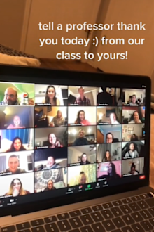 Uni students celebrate teacher in sweet gesture via Zoom
