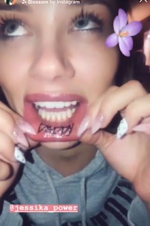 Jessika Power lip tattoo