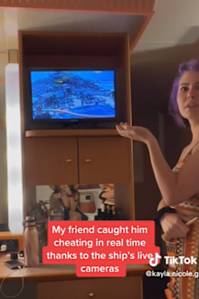 cruise ship worker discovers boyfriend cheating on CCTV footage
