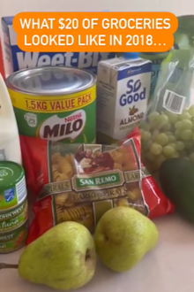 Grocery cost comparison 2018 to now