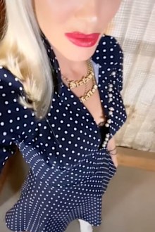 gwen stefani blue polka dot dress Gwen Stefani rocks iconic 'Don't Speak' dress, 25 years after its release