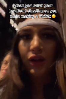 Cheating boyfriend in background