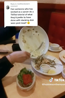Restaurant server explains how customers should leave dirty dishes