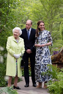The Queen with the Duke and Duchess of Cambridge at this year's Chelsea Flower Show in May. 
