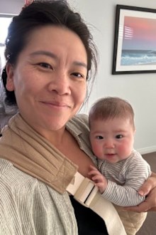 Nine's Tacy Vo with baby daughter Mila.