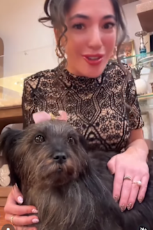 Chloe Chung, known as Mistricks online, with her freeze-dried taxidermy dog 
