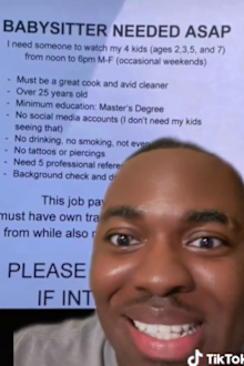 Mum's babysitting ad with insane requirements causes a stir