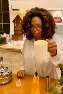 Oprah tries out super latte mix