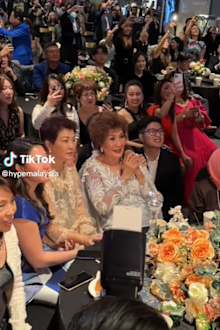 Michelle Yeoh's mother Janet Yeoh waits to hear who has won the Oscar for Best Actress, 2023.
