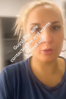 TikToker confronts woman about cheating husband.