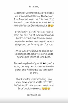 Kylie Minogue cancels shows