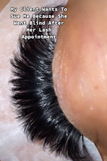 Lash technician's client wants to sue her after going blind from treatment.