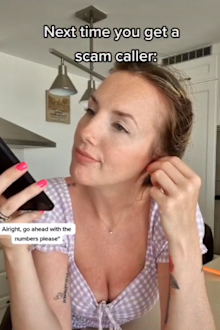 woman pranks scam callers