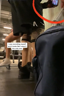 Woman shares shocking video of 'creepy' man filming her while in the gym.