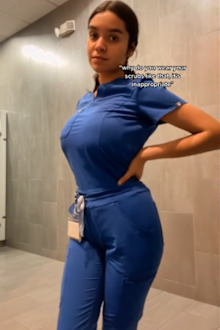 Nurse says she was told her scrubs are 'inappropriate'