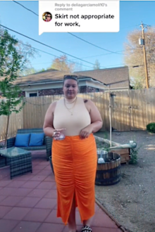 Plus-size influencer defends choice of work attire